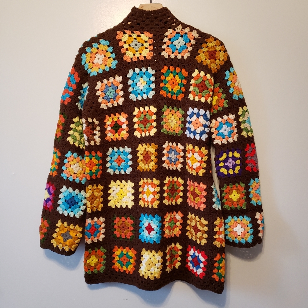 š„VINTAGE | Grandma's Hand-Crocheted Jacket 1970s - Picture 12 of 16